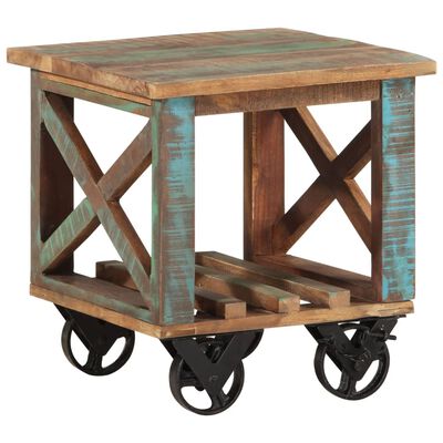 vidaXL Side Table with Wheels 40x40x42 cm Solid Wood Reclaimed