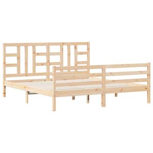 vidaXL Bed Frame | Natural Wood | Solid Pine Wood, Plywood Slats | Super King