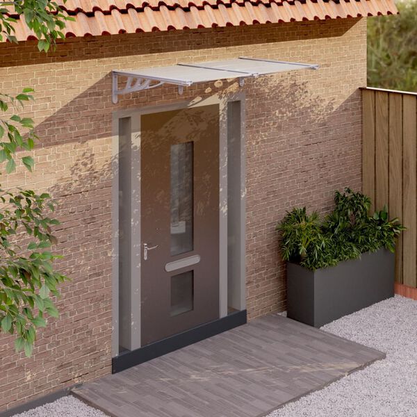 vidaXL Door Canopy Grey and Transparent 152.5x90 cm Polycarbonate