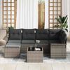 vidaXL Garden Sofa Set with Storage 7 pcs Grey Poly Rattan