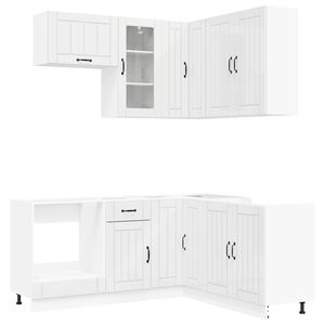 vidaXL Kitchen Unit LUCCA 8 pcs High Gloss White Engineered Wood
