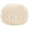 vidaXL Pouffe | Cream | Cotton | 45 cm diameter | Pouffe | Round | Rustic
