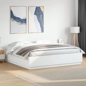 vidaXL Bed Frame with LED without Mattress White 180x200 cm Super King
