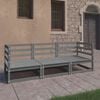 vidaXL Garden 3-Seater Sofa Grey Solid Pinewood