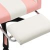 vidaXL Racing Chair with Footrest Pink and White Faux Leather