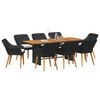 vidaXL Garden Dining Set with Cushion 9 pcs Black Poly Rattan
