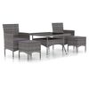 vidaXL 5 Piece Garden Dining Set Poly Rattan and Tempered Glass Grey