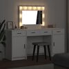 vidaXL Dressing Table with Mirror Lights 3 pcs White Engineered Wood