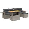 vidaXL 6 Piece Garden Sofa Set with Cushions Grey Poly Rattan