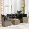 vidaXL 6 Piece Garden Sofa Set with Cushions Grey Poly Rattan