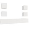 vidaXL 6 Piece TV Cabinet Set High Gloss White Engineered Wood