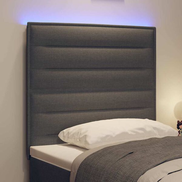 vidaXL LED Headboard with LED Strip Lights Dark Grey 80 cm Polyester