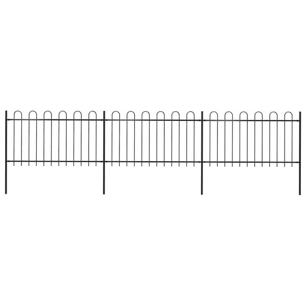 vidaXL Garden Fence with Hoop Top Steel 537x100 cm Black
