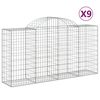 vidaXL Arched Gabion Baskets 9 pcs 200x50x100/120 cm Galvanised Iron