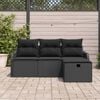 vidaXL Garden Sofa Set with Cushion 4 pcs Black Poly rattan