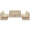 vidaXL 6 Piece Garden Lounge Set with Cushions Solid Pinewood