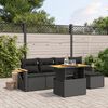 vidaXL 6 Piece Garden Sofa Set with Cushions Black Poly Rattan Acacia