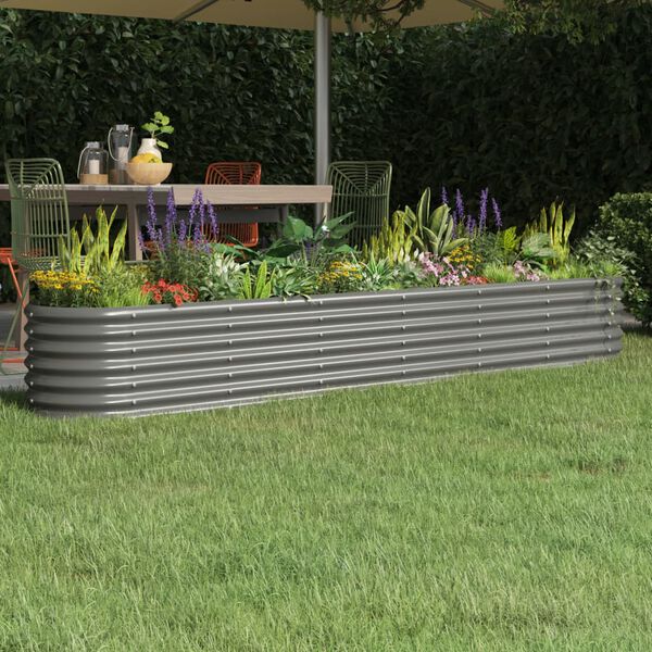 vidaXL Garden Raised Bed Galvanised Steel 260x40x36 cm Grey