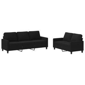 vidaXL 2 Piece Sofa Set with Cushions Black Fabric