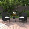 vidaXL 3 Piece Garden Dining Set Poly Rattan Black