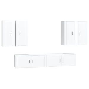 vidaXL 6 Piece TV Cabinet Set White Engineered Wood