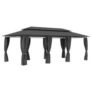 vidaXL Gazebo with Curtains 600x298x270 cm Anthracite