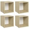 vidaXL 4 Piece TV Cabinet Set White and Sonoma Oak 37x35x37 cm Engineered Wood