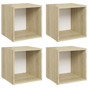 vidaXL 4 Piece TV Cabinet Set White and Sonoma Oak 37x35x37 cm Engineered Wood