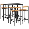 vidaXL 5 Piece Garden Bar Set Black Poly Rattan& Solid Wood Acacia