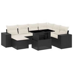 vidaXL 8 Piece Garden Sofa Set with Cushions Black Poly Rattan