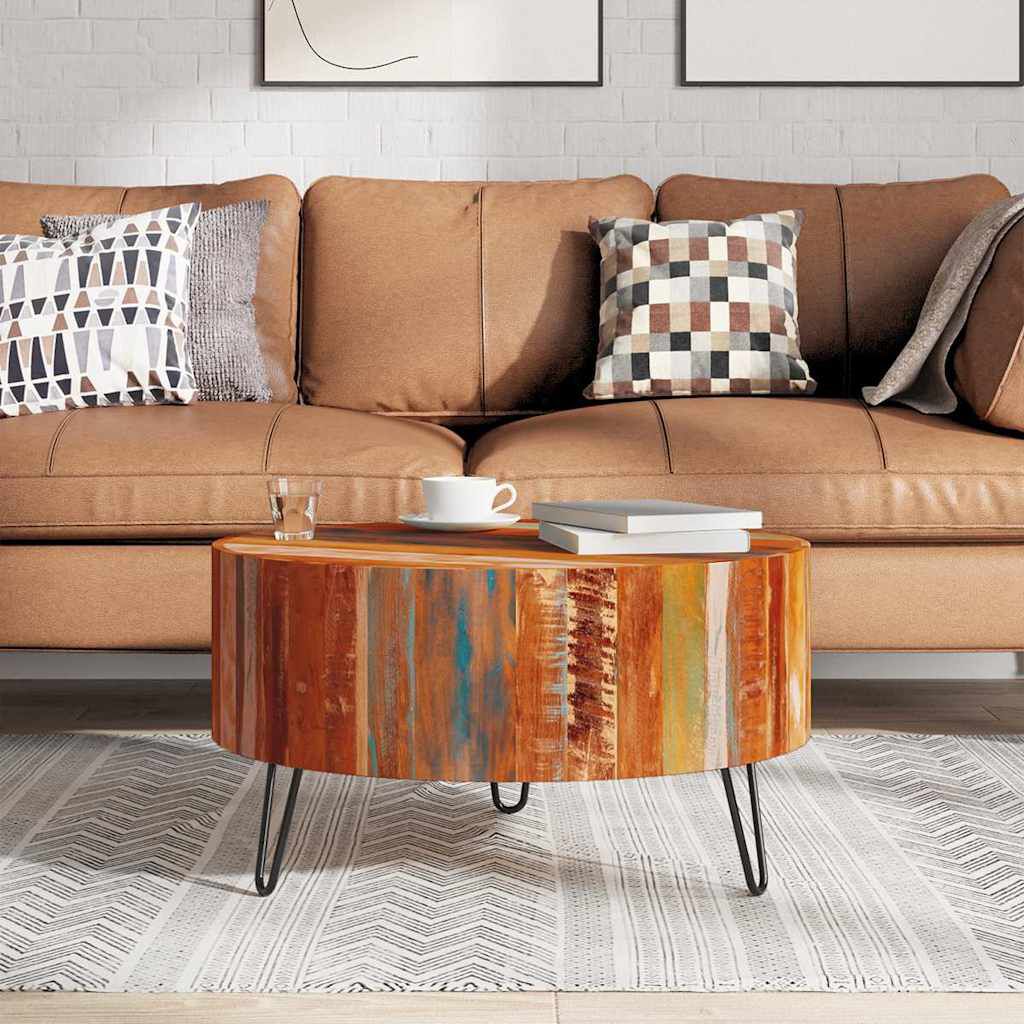 vidaXL Coffee Table Solid Reclaimed Wood Round | vidaXL.com.au