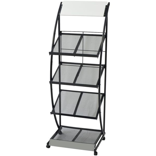 vidaXL Magazine Rack 47x40x134 cm Black and White A4