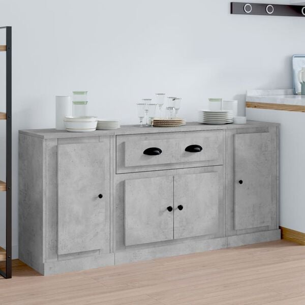 vidaXL Sideboards 3 pcs Concrete Grey Engineered Wood