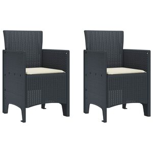 vidaXL Garden Chair 2 pcs Anthracite Polypropylene