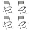 vidaXL Folding Outdoor Chairs 4 pcs Grey Steel and Textilene