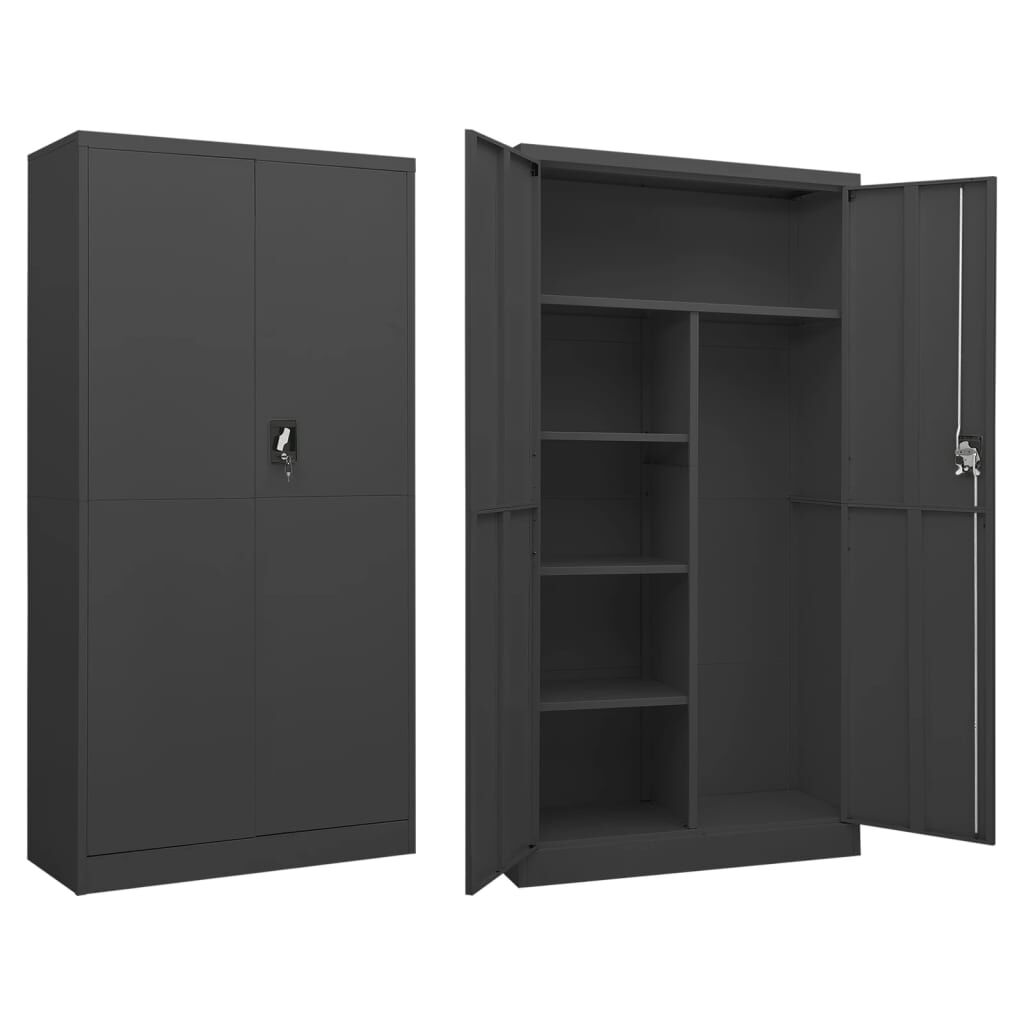 Festnight Office Cabinet Changing Rooms Storage Cupboard Metal Locker Office Furniture Lockable Unit with Shelves & 2 Doors Steel 90x40x180 cm Grey 