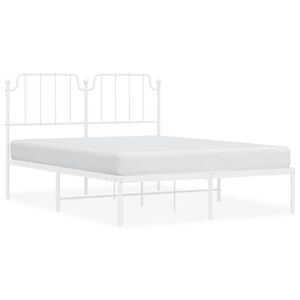 vidaXL Metal Bed Frame without Mattress with Headboard White 150x200cm