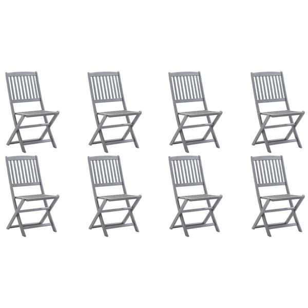 vidaXL Folding Outdoor Chairs 8 pcs with Cushions Solid Acacia Wood