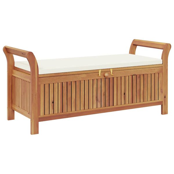 vidaXL Garden Storage Bench with Cushion 126 cm Solid Wood Acacia