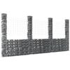 vidaXL U-shape Gabion Basket with 4 Posts Iron 380x20x200 cm