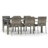 vidaXL 7 Piece Garden Dining Set with Cushions Grey Poly Rattan
