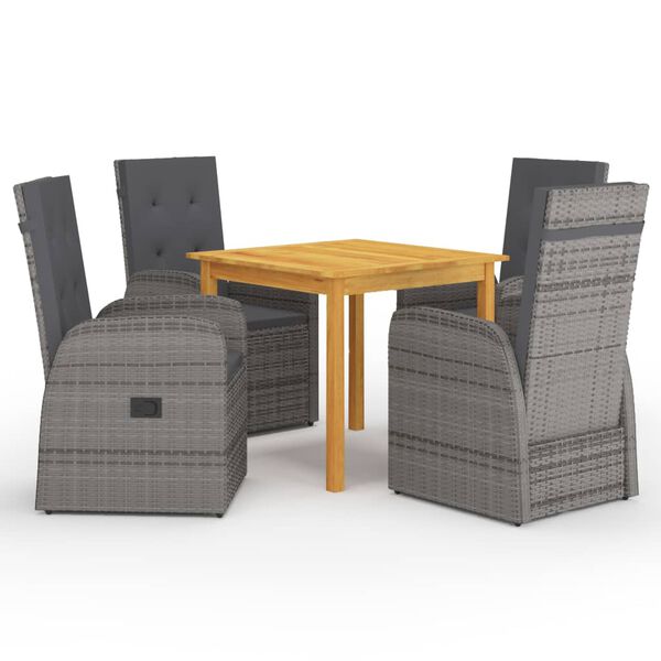 vidaXL 5 Piece Garden Dining Set Grey