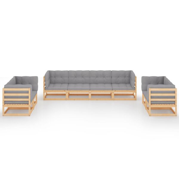 vidaXL 8 Piece Garden Lounge Set with Cushions Solid Pinewood