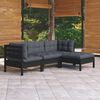 vidaXL 4 Piece Garden Lounge Set with Cushions Black Pinewood