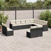 vidaXL 12 Piece Garden Sofa Set with Cushions Black Poly Rattan