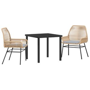 vidaXL Garden Dining Set 3 pcs Brown Poly Rattan
