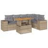 vidaXL 6 Piece Garden Sofa Set with Cushions Beige Poly Rattan