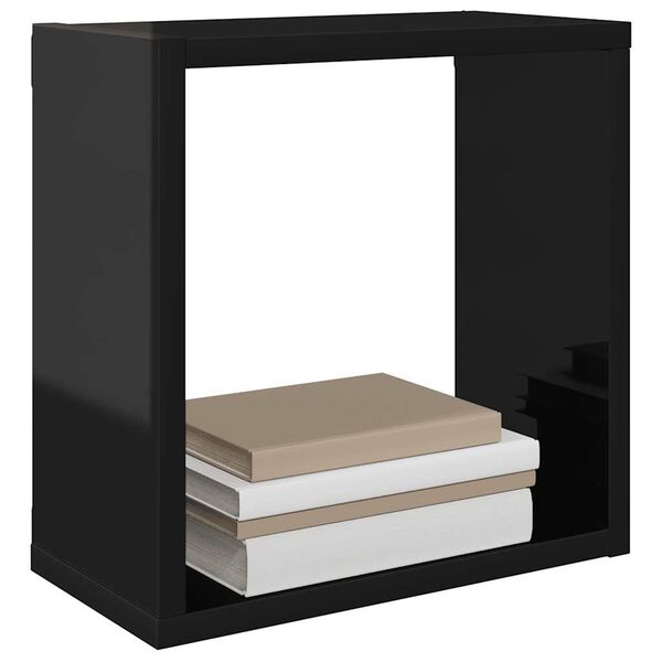 vidaXL Wall Cube Shelves 6 pcs High Gloss Black 30x15x30 cm