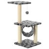 vidaXL Cat Tree | Grey with black paw prints | Particle board | Medium
