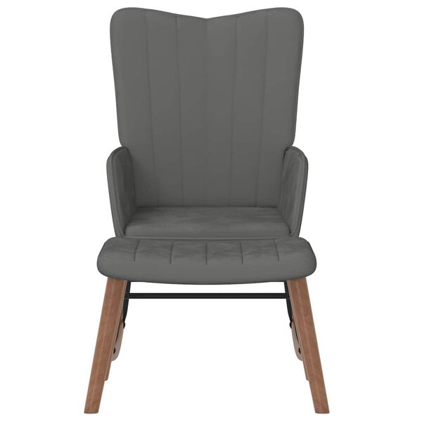 vidaXL Rocking Chair with a Stool Dark Grey Velvet
